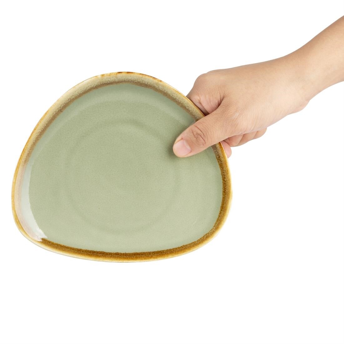 Olympia Kiln Triangular Plate Moss 165mm