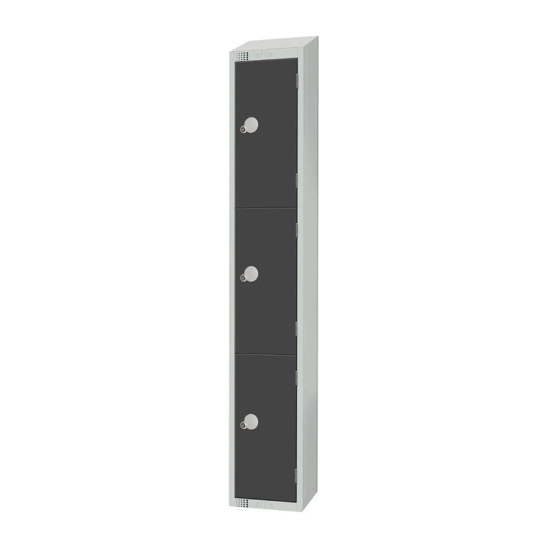 Elite Three Door Electronic Combination Locker with Sloping Top Graphite Grey