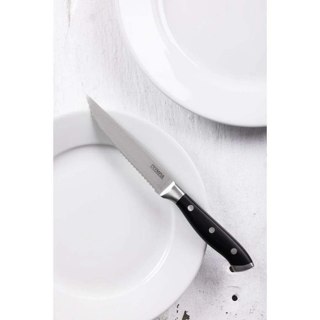 Olympia Premium Riveted Steak Knives with Black ABS Handles (6 Pack) - Image 6