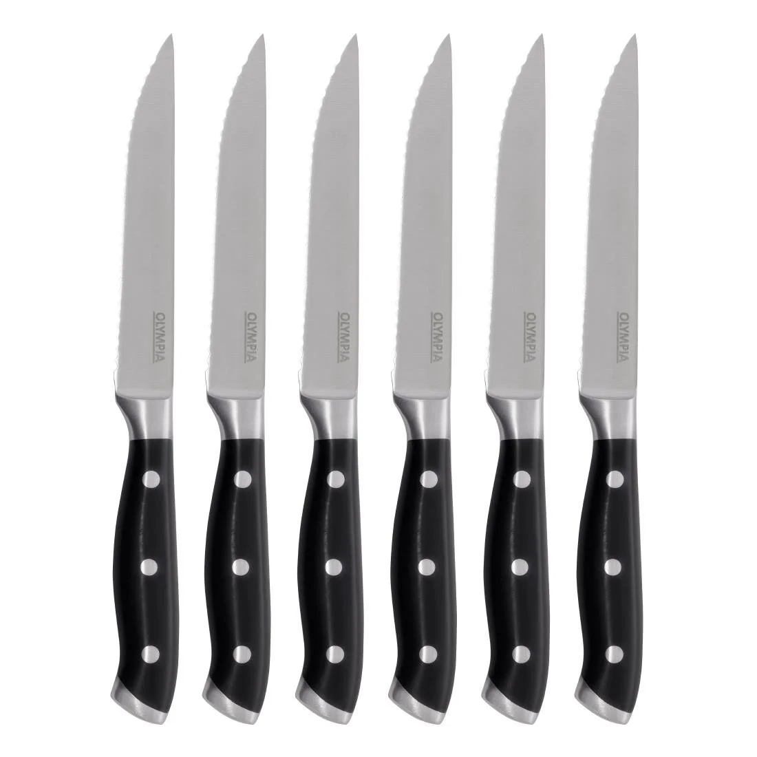 Olympia Premium Riveted Steak Knives with Black ABS Handles (6 Pack) - Image 7