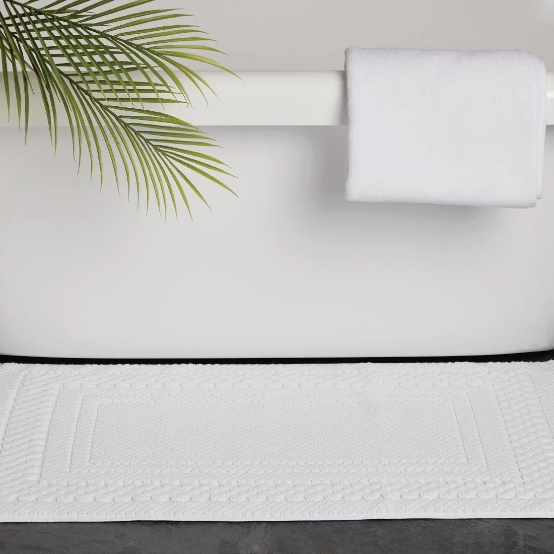 Mitre Heritage Chequers Bath Mat White - Image 4