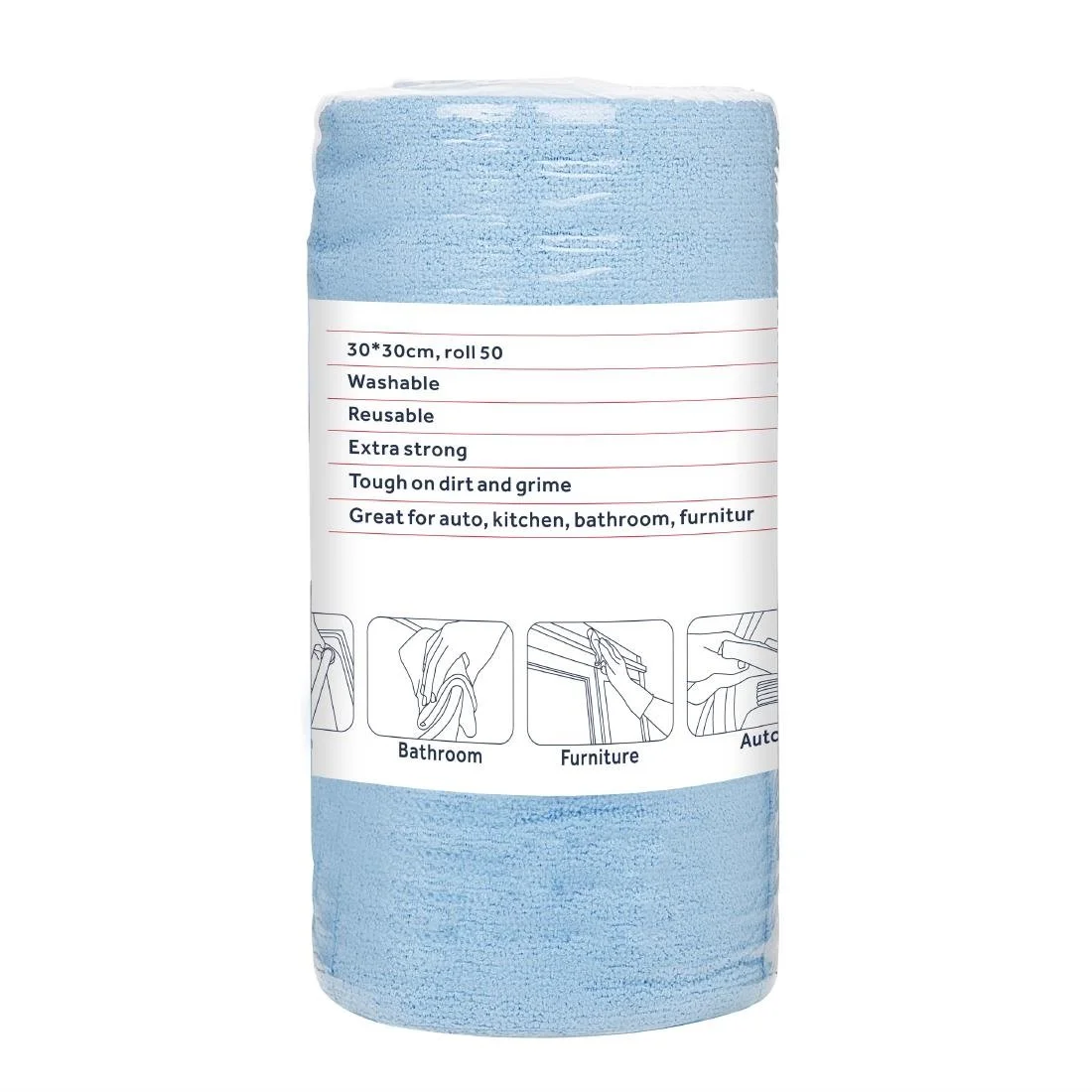 Nisbets Essentials Blue Micro Fibre Cloth 300x300mm - Roll of 50 tear-off sheets - Image 1