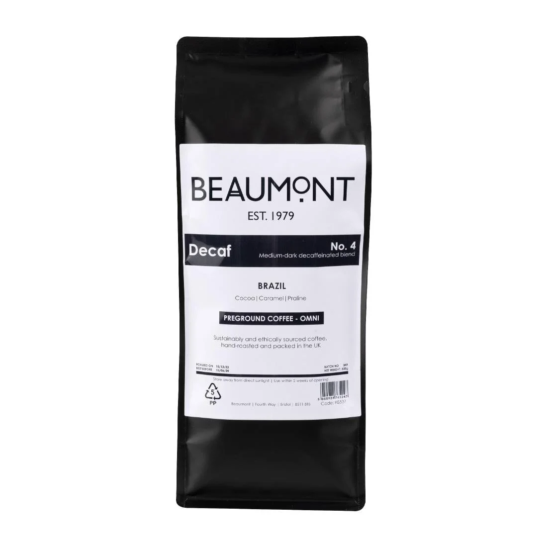 Beaumont No.4 Decaf Coffee Omni Grind 500g - Image 1