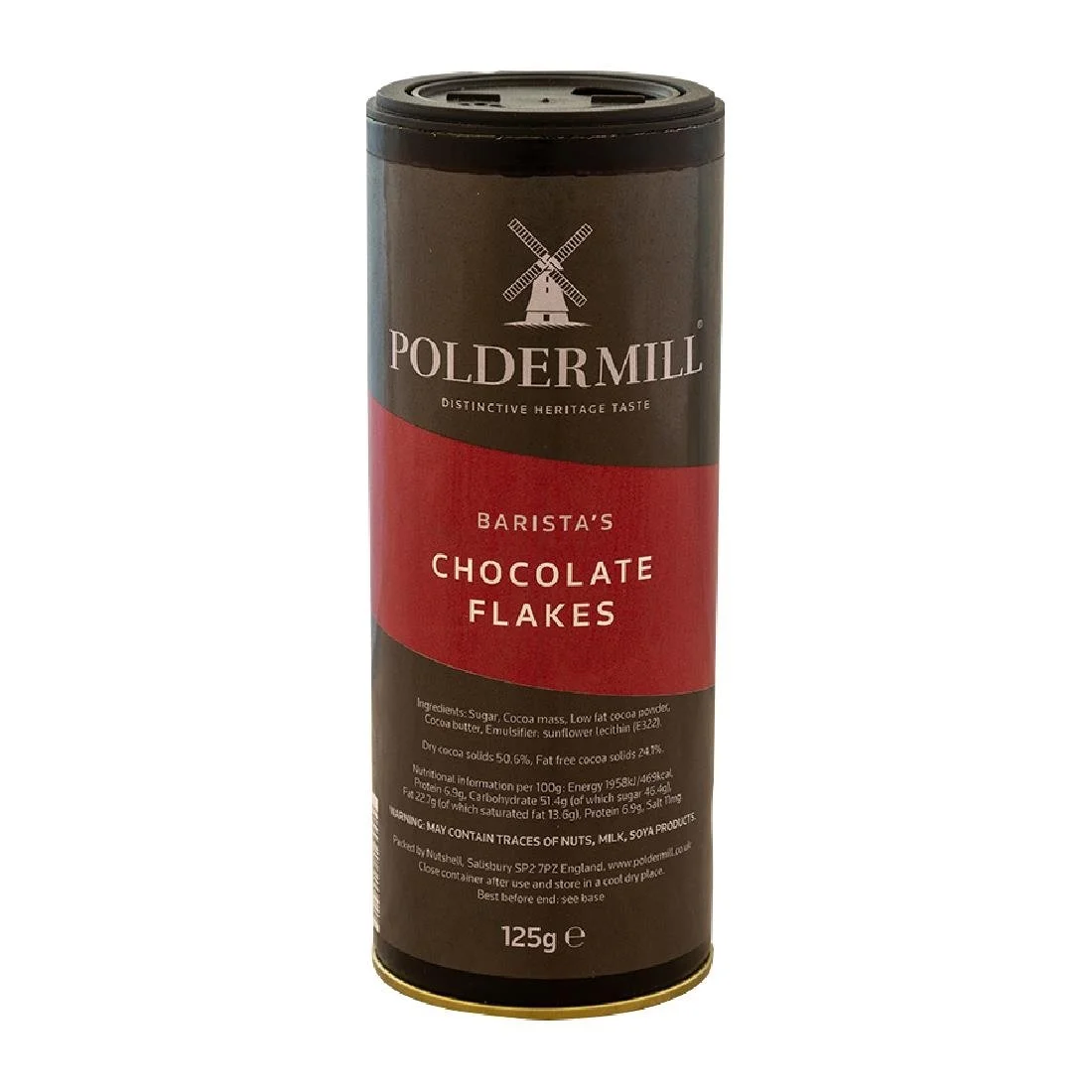Poldermill Dark Chocolate Flakes Shaker Drum 125g