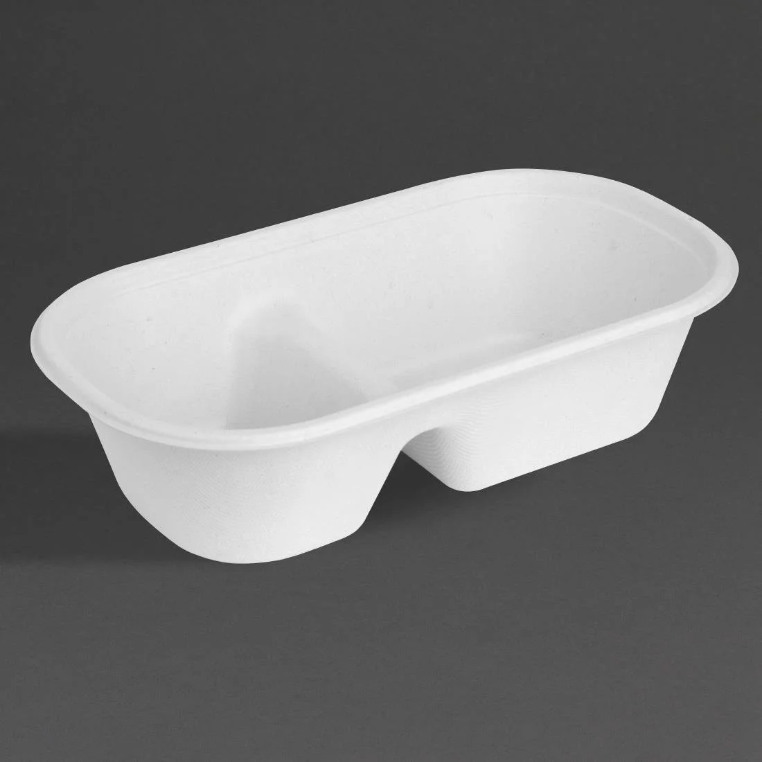 Fiesta Compostable Bagasse Oval 2-Compartment Container 900ml (100 Pack) - Image 1