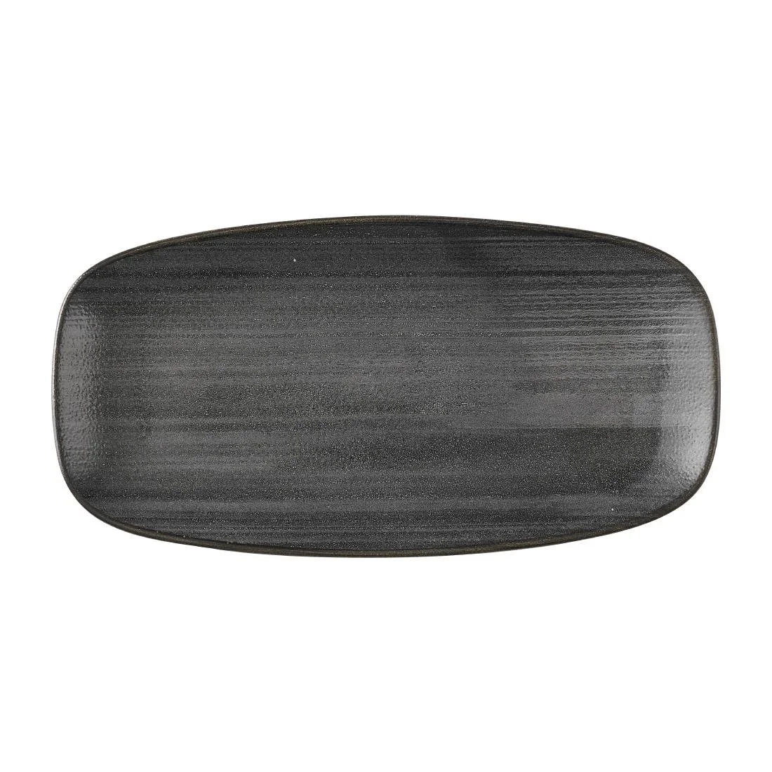Churchill Stonecast Raw Black Chefs Oblong Plates 280 x 152mm (12 Pack) - Image 1