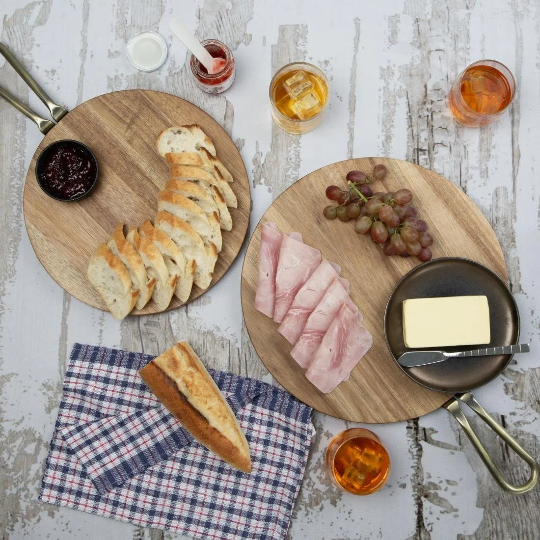 Olympia Round Paddle Board Acacia Wood Metal Handle 458x305mm - Image 6