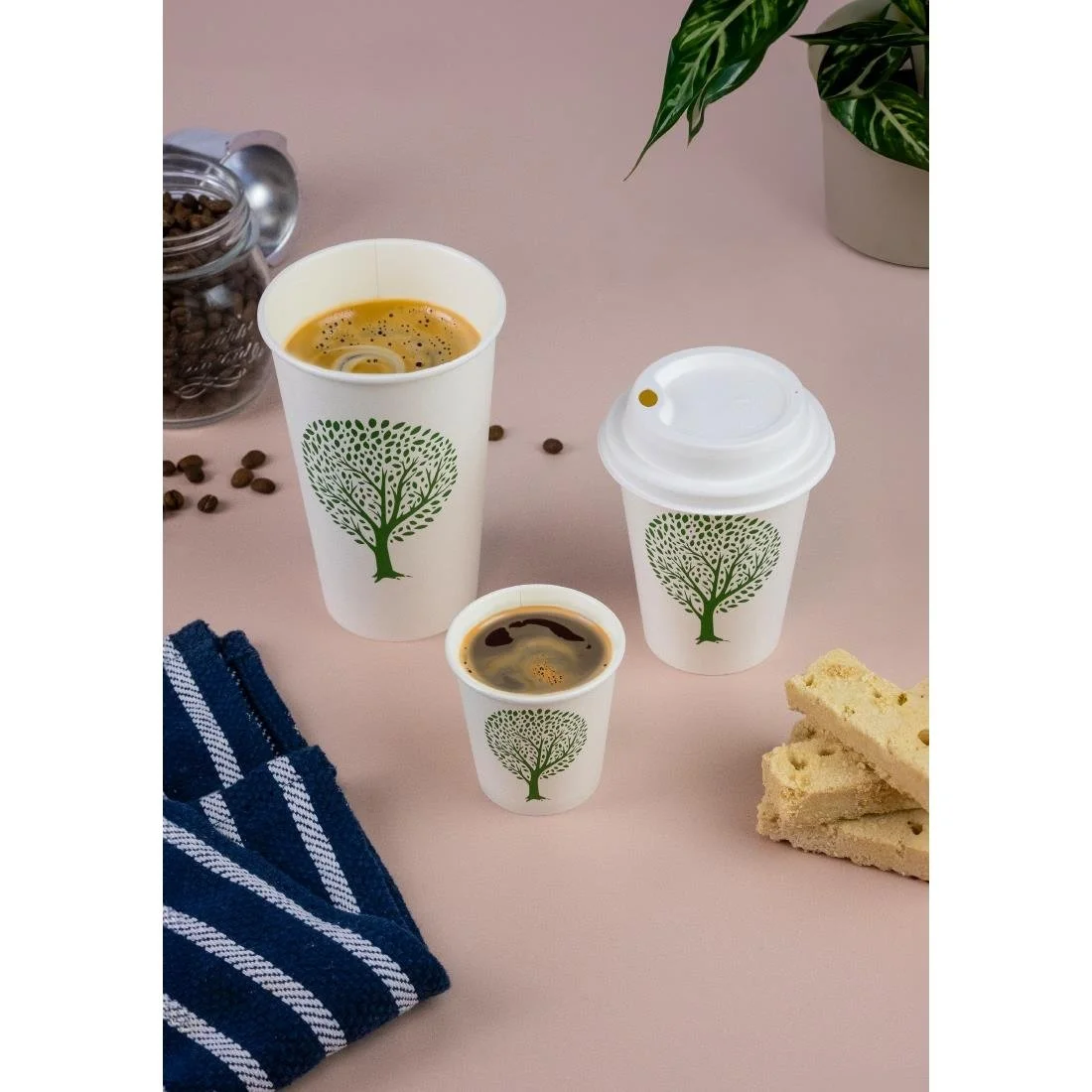 Vegware Green Tree White Hot Cups 16oz 89-Series (1000 Pack) - Image 2