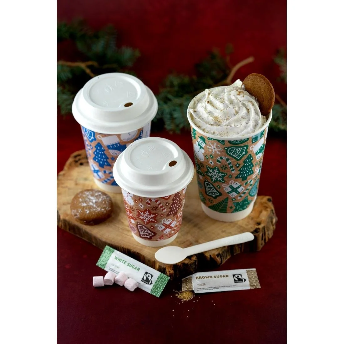 Vegware Christmas Double Wall Hot Cup 79-Series 8oz (500 pack) - Image 4
