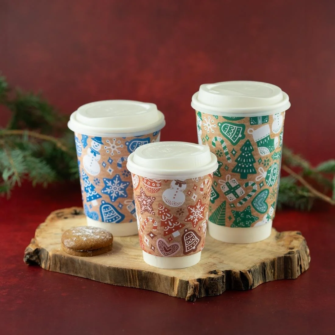 Vegware Christmas Double Wall Hot Cup 79-Series 8oz (500 pack) - Image 3