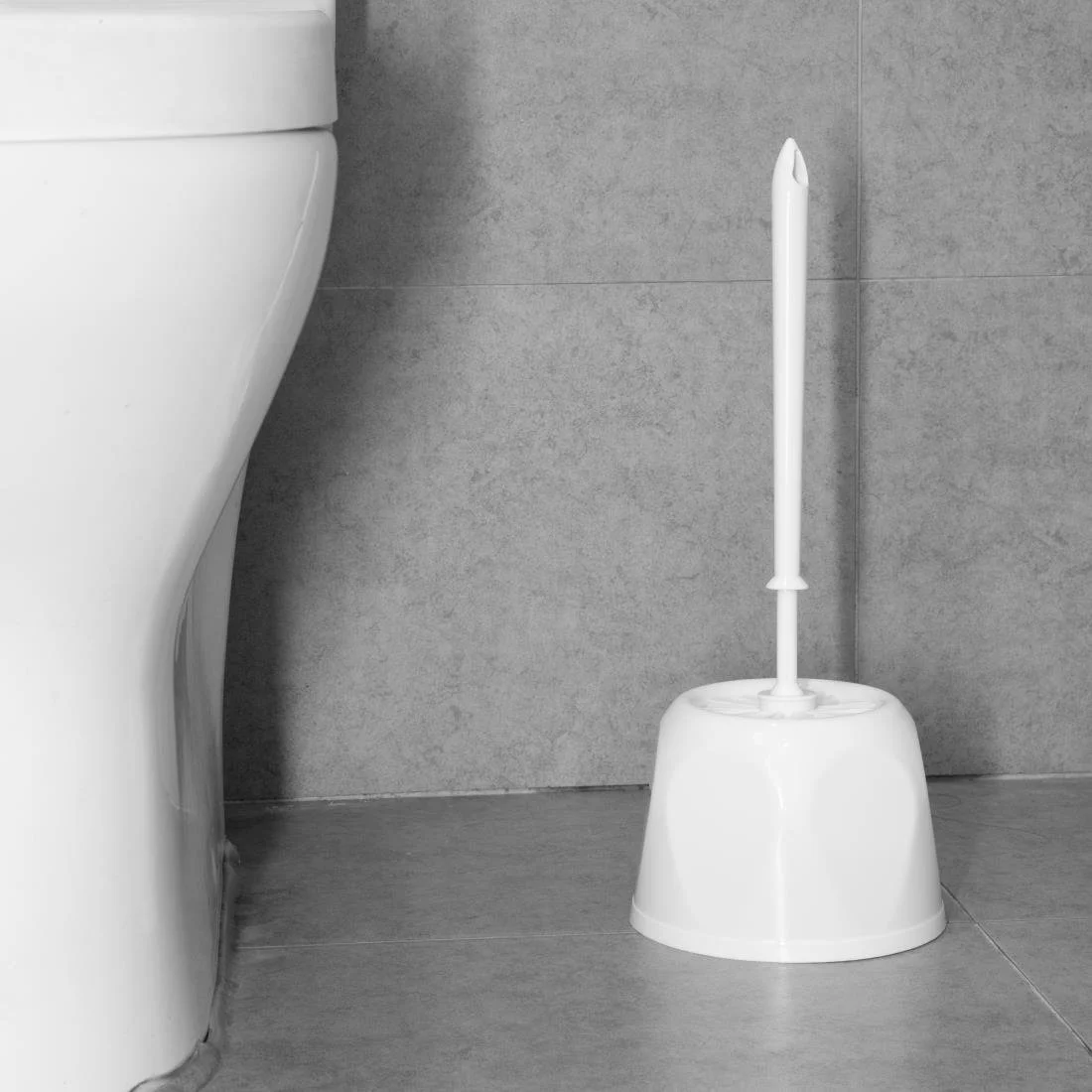 Nisbets Essentials Round Toilet Brush & Holder - White - Image 5