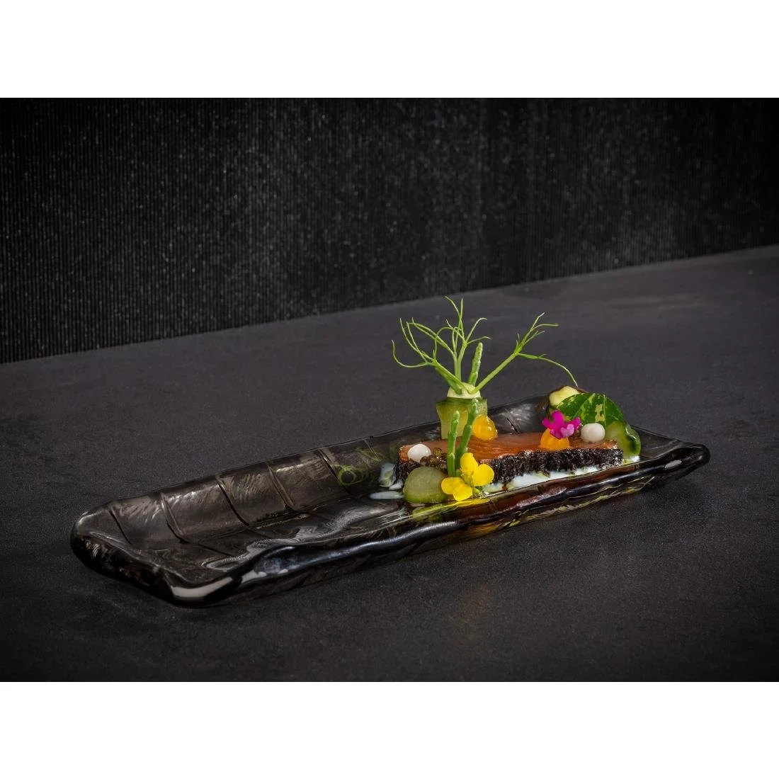 APS Takashi Sushi Board French Grey Glass 190x65mm - Image 3
