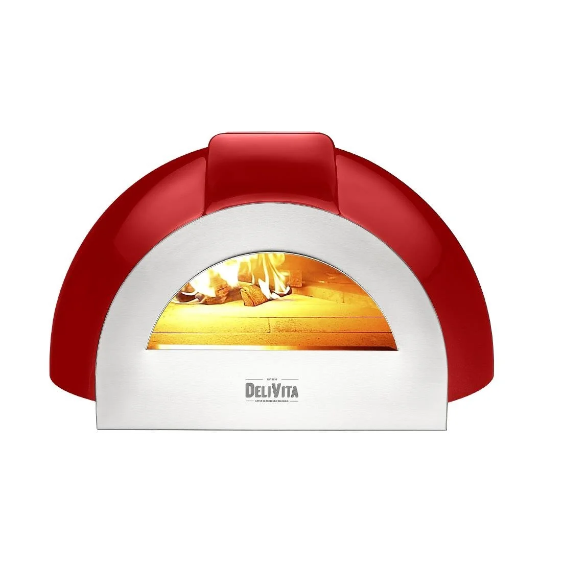 DeliVita Pro Dual Fuel Pizza Oven Chilli Red + Chimney - Image 1
