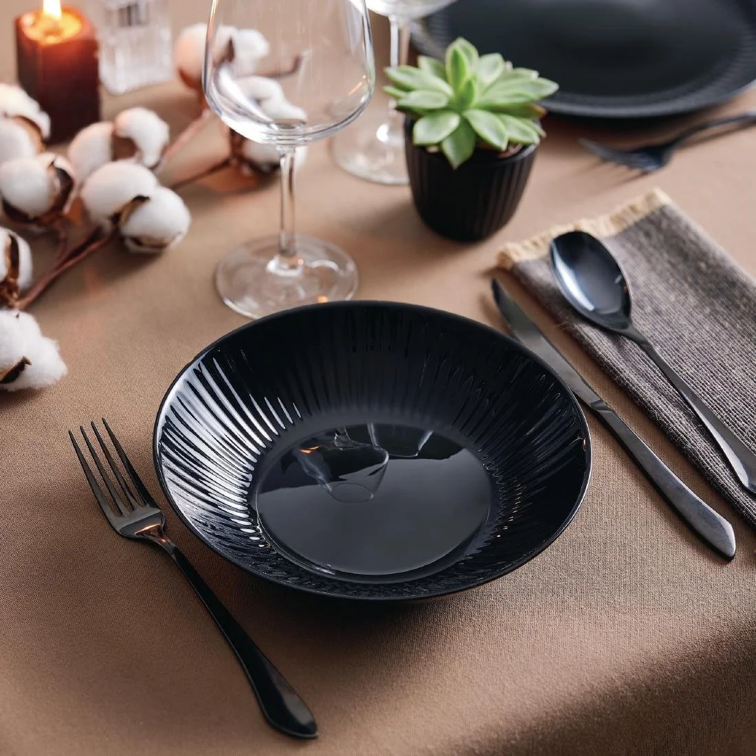 Luminarc Cottage Black Rimless Pasta/Soup Bowls 220mm (24 Pack) - Image 4