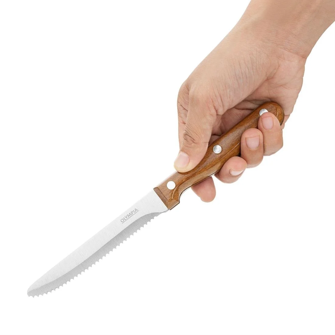 Olympia Rounded Steak Knives with Wood Effect Handles (12 Pack) - Image 3