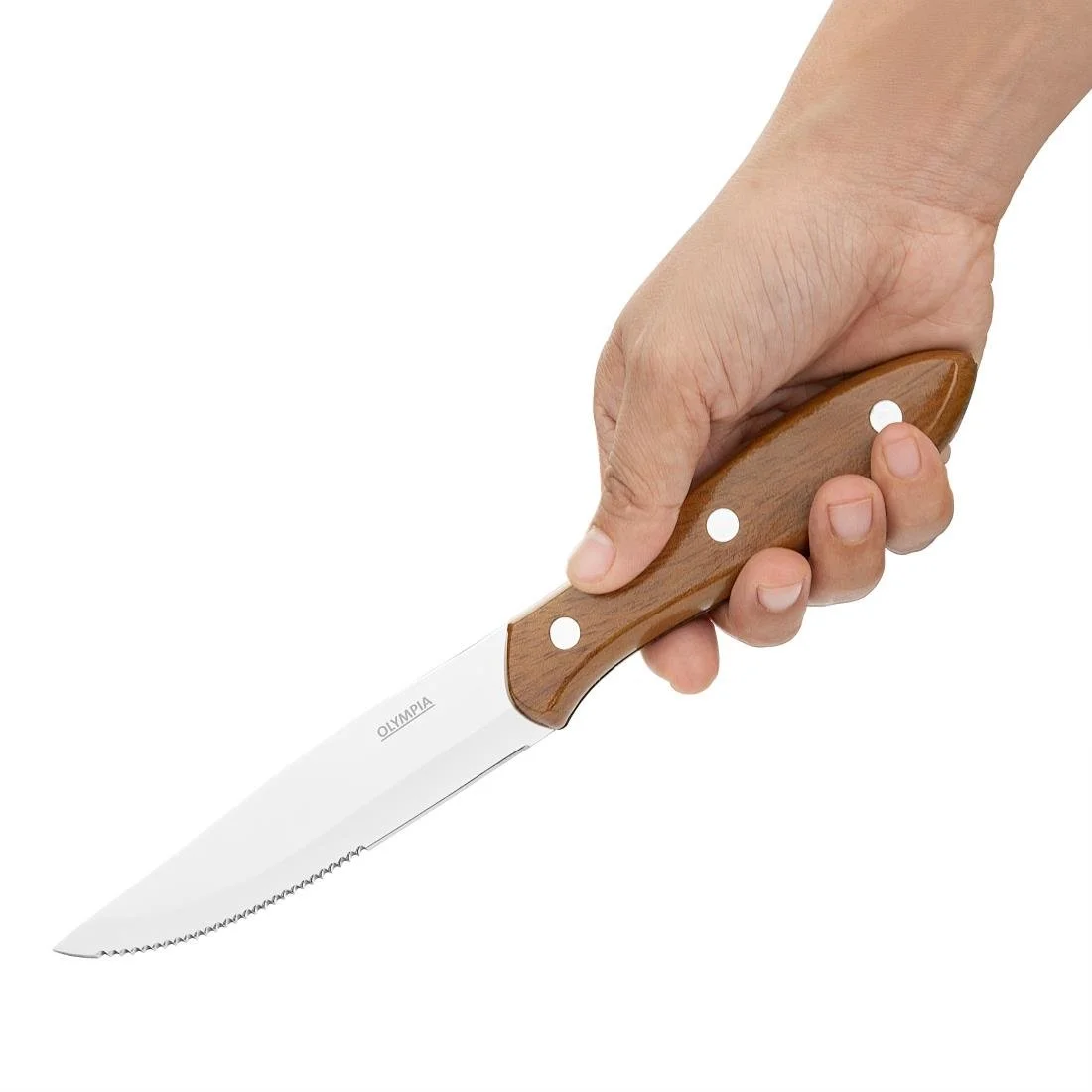 Olympia Jumbo Steak Knives with Wood Effect Handles (12 Pack) - Image 3