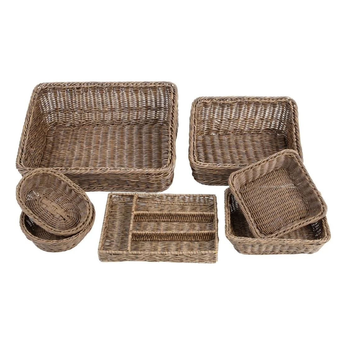 Olympia Polywicker Rectangular Basket Dark Brown 300x230mm - Image 4