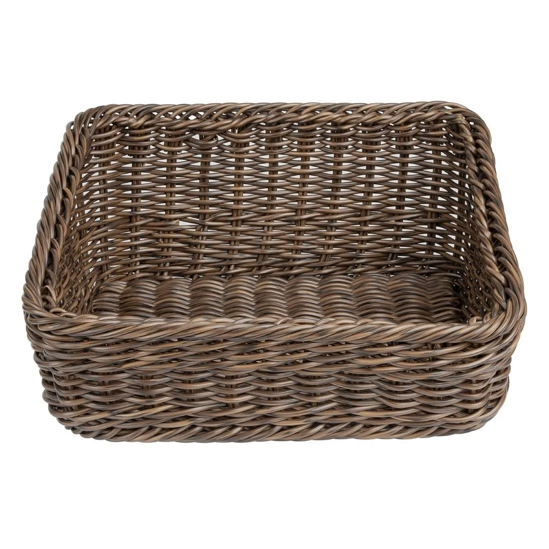 Olympia Polywicker Rectangular Display Basket Dark Brown 360x300mm - Image 1