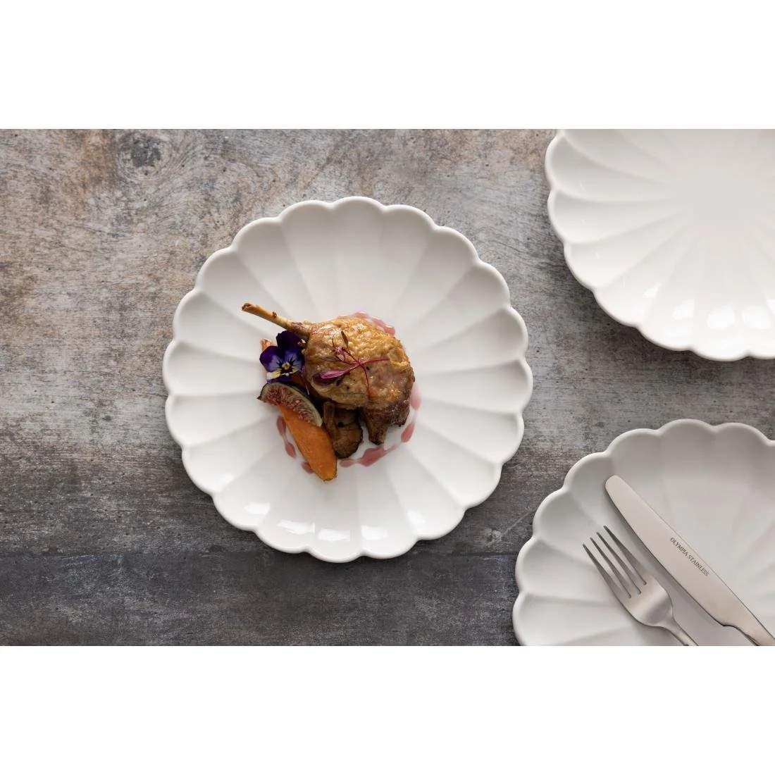 Olympia Bloom Scalloped Plates White 226mm (6 Pack) - Image 4