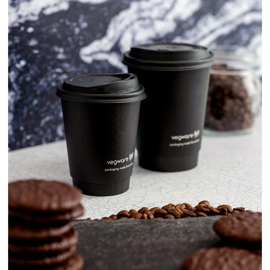 Vegware 89-Series CPLA Hot Cup Lids Black (1000 Pack) - Image 2