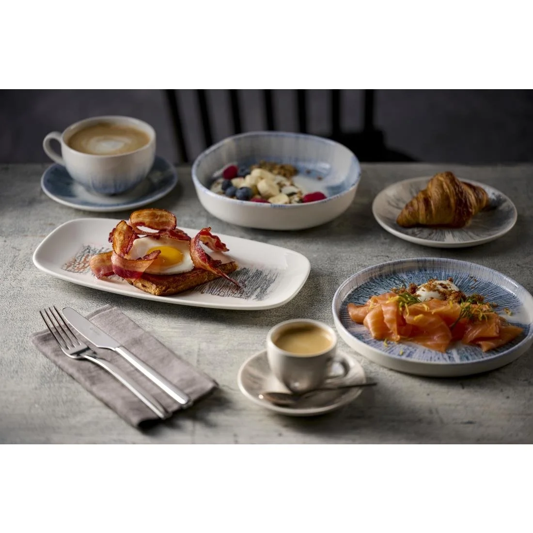 Churchill Lyra Blue Walled Plates 210mm (6 Pack) - Image 2