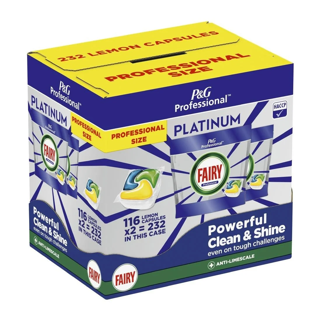 Fairy Professional Platinum Dishwasher Capsules Lemon 116 Caps (2 Pack) - Image 3