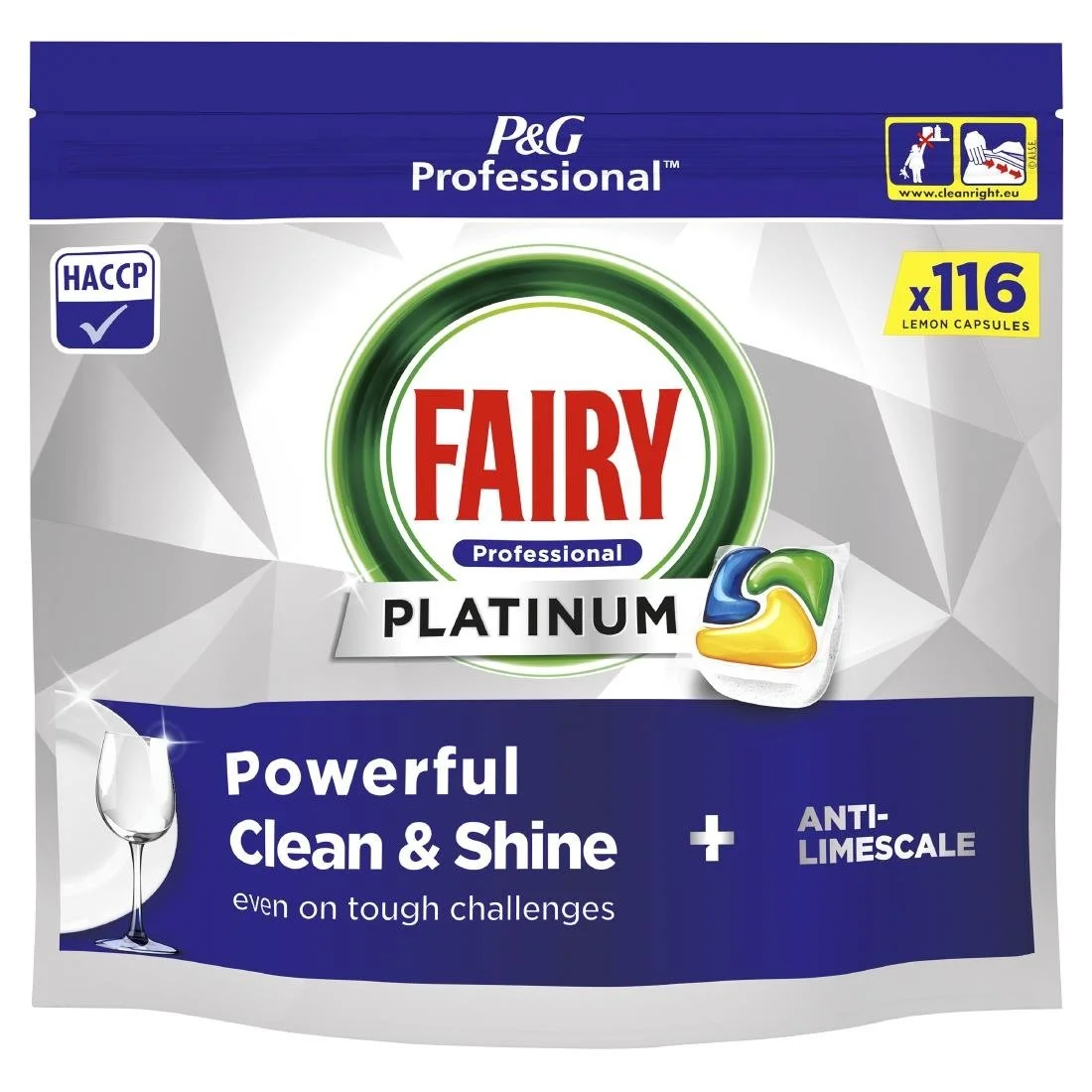 Fairy Professional Platinum Dishwasher Capsules Lemon 116 Caps (2 Pack) - Image 1