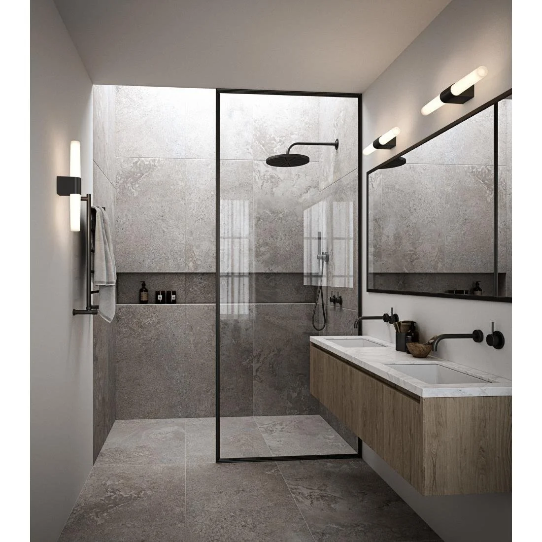 Nordlux Helva Double Basic Indoor Wall Light Black - Image 2