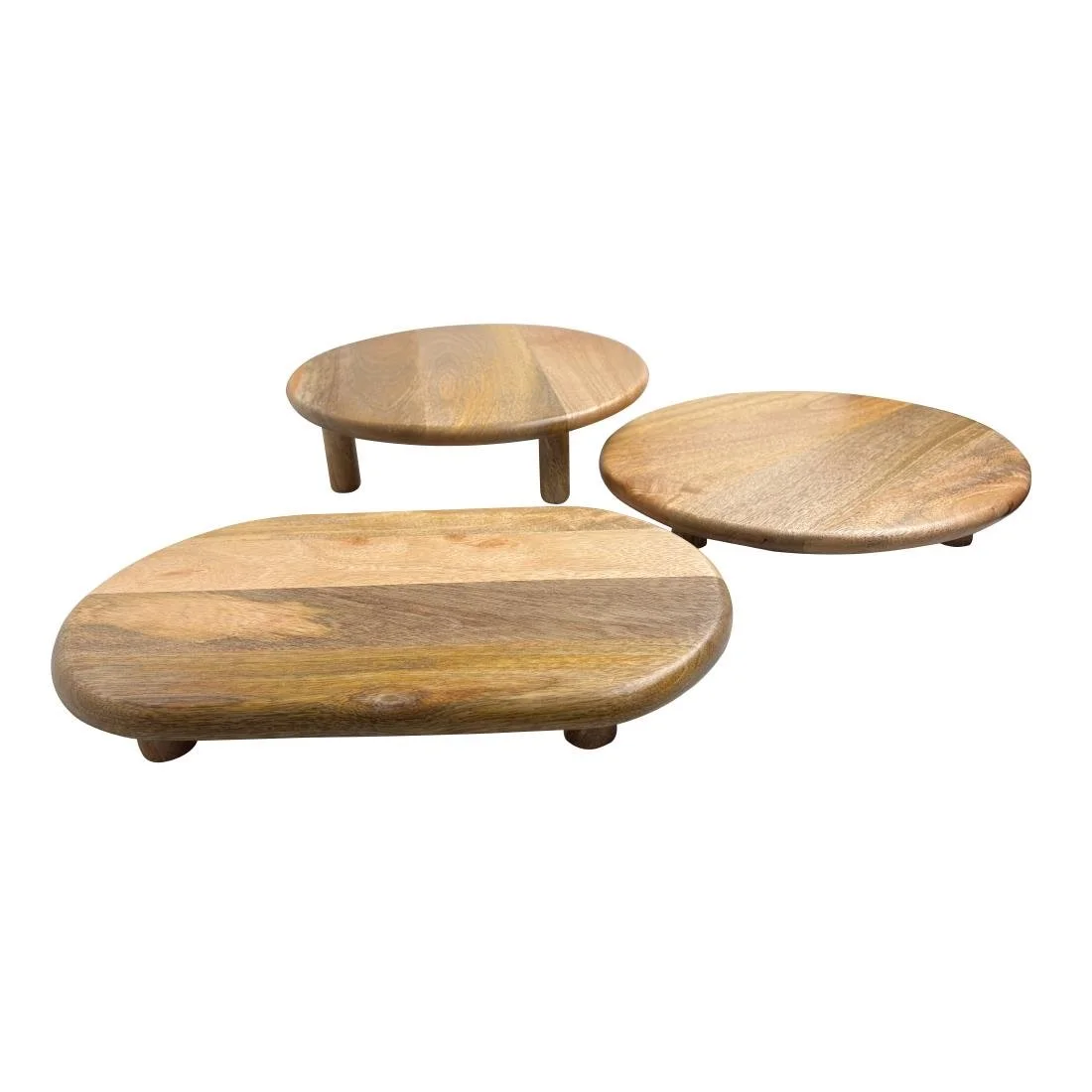 Olympia Mango Wood Round Display Stand with Legs 300x40mm - Image 3