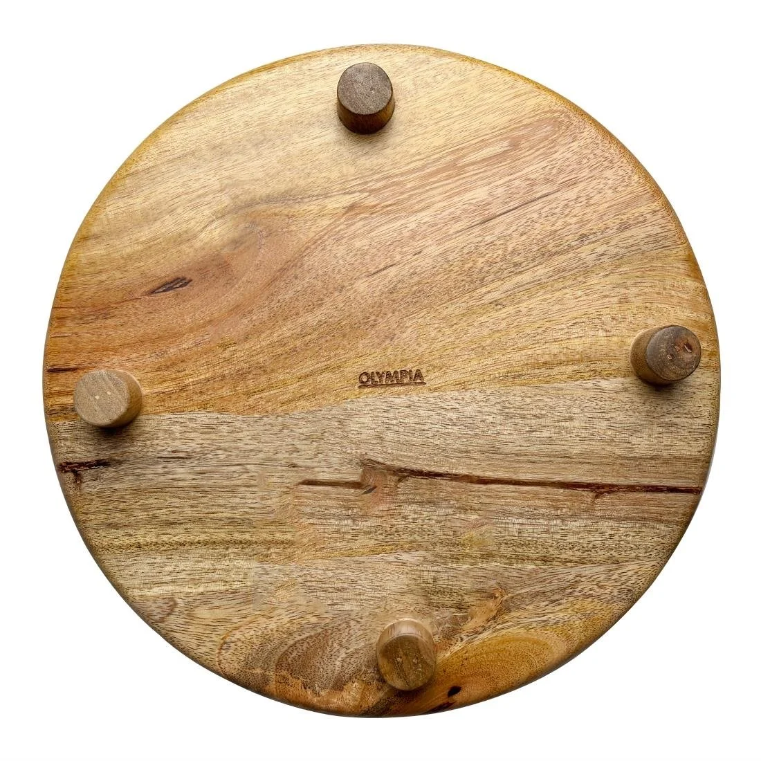 Olympia Mango Wood Round Display Stand with Legs 300x40mm - Image 4