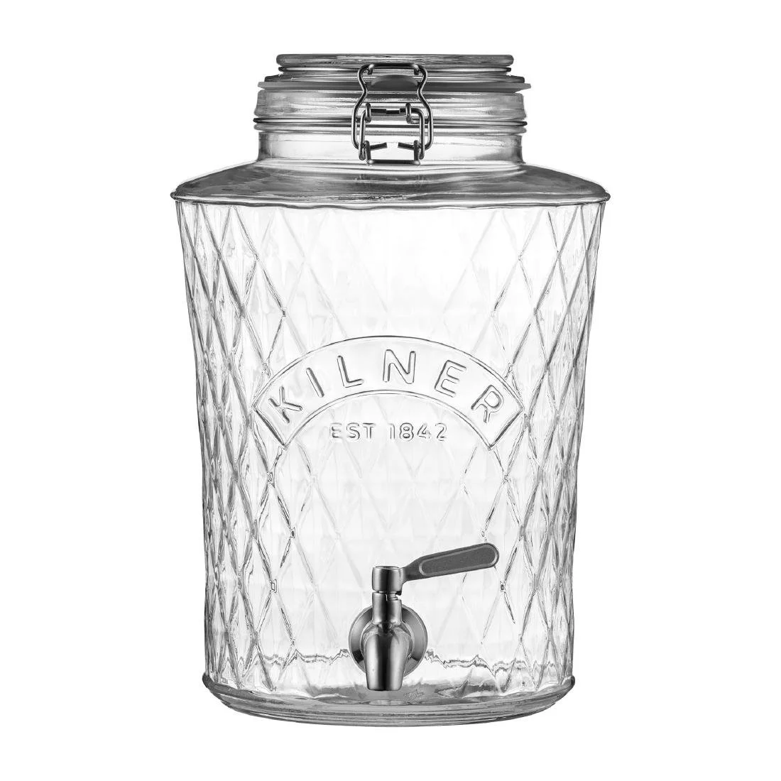 Kilner Clip Top Diamond Dispenser with Stainless Steel Tap 5Ltr - Image 1