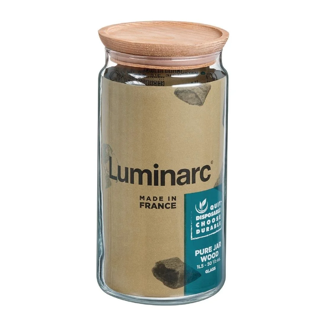 Luminarc Pure Jars & Wood Lids 1.5Ltr (6 Pack) - Image 2