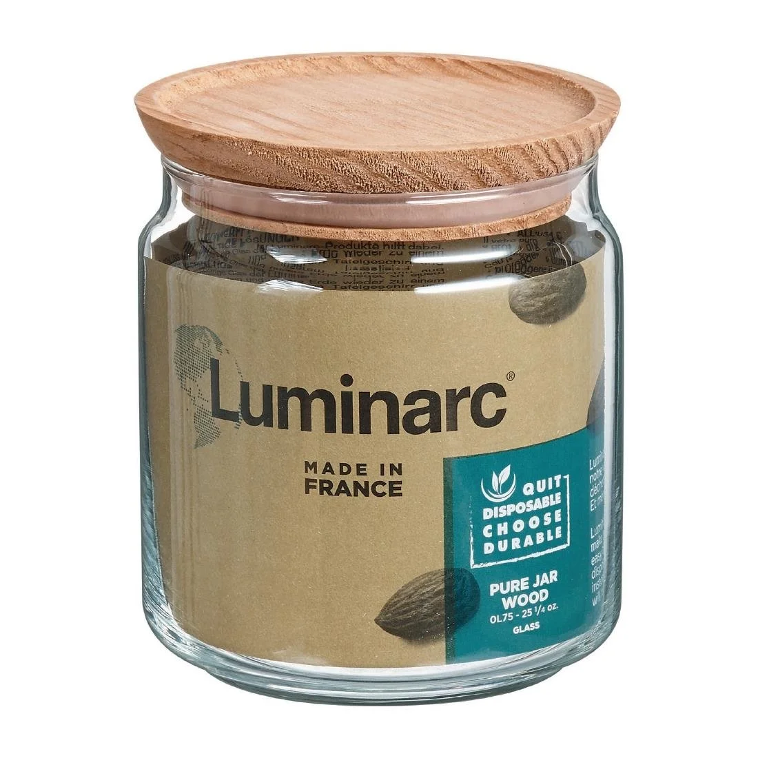 Luminarc Pure Jars & Wood Lids 750ml (6 Pack) - Image 3