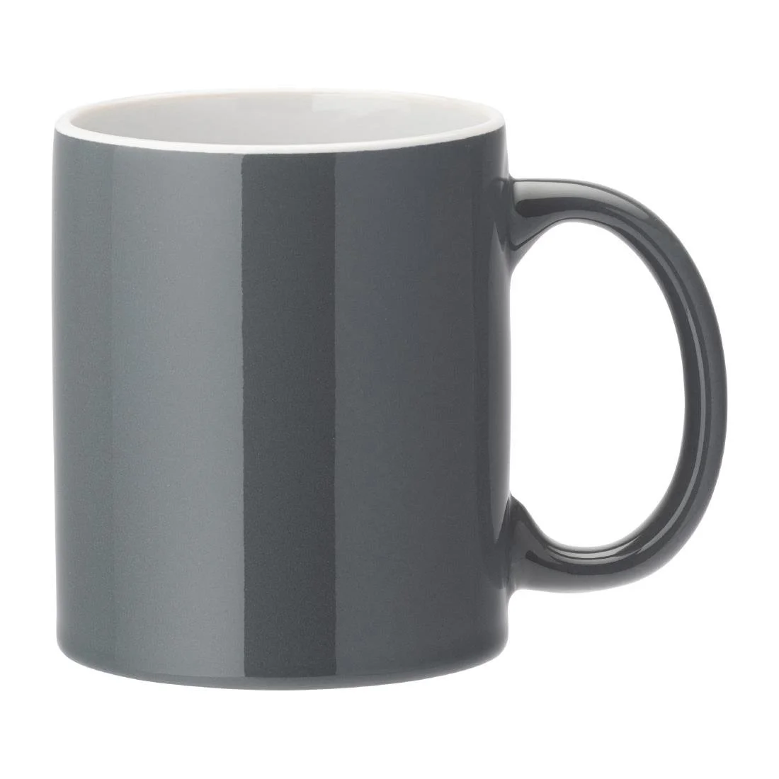 Utopia Pure White Straight-Sided Mugs Grey 340ml (12 Pack)