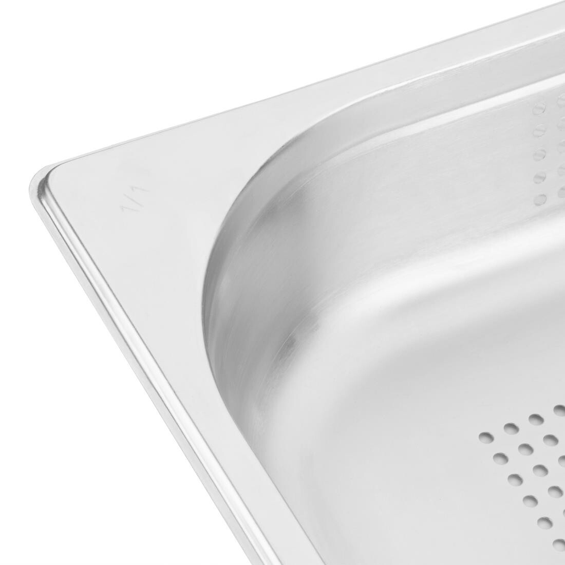 Vogue Stainless Steel Perforated 1/1 Gastronorm Pan 65mm