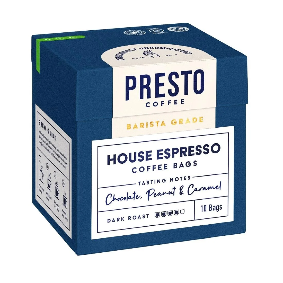 Presto Coffee House Espresso Coffee Bags Enveloped 8g (10 Pack) - Image 1