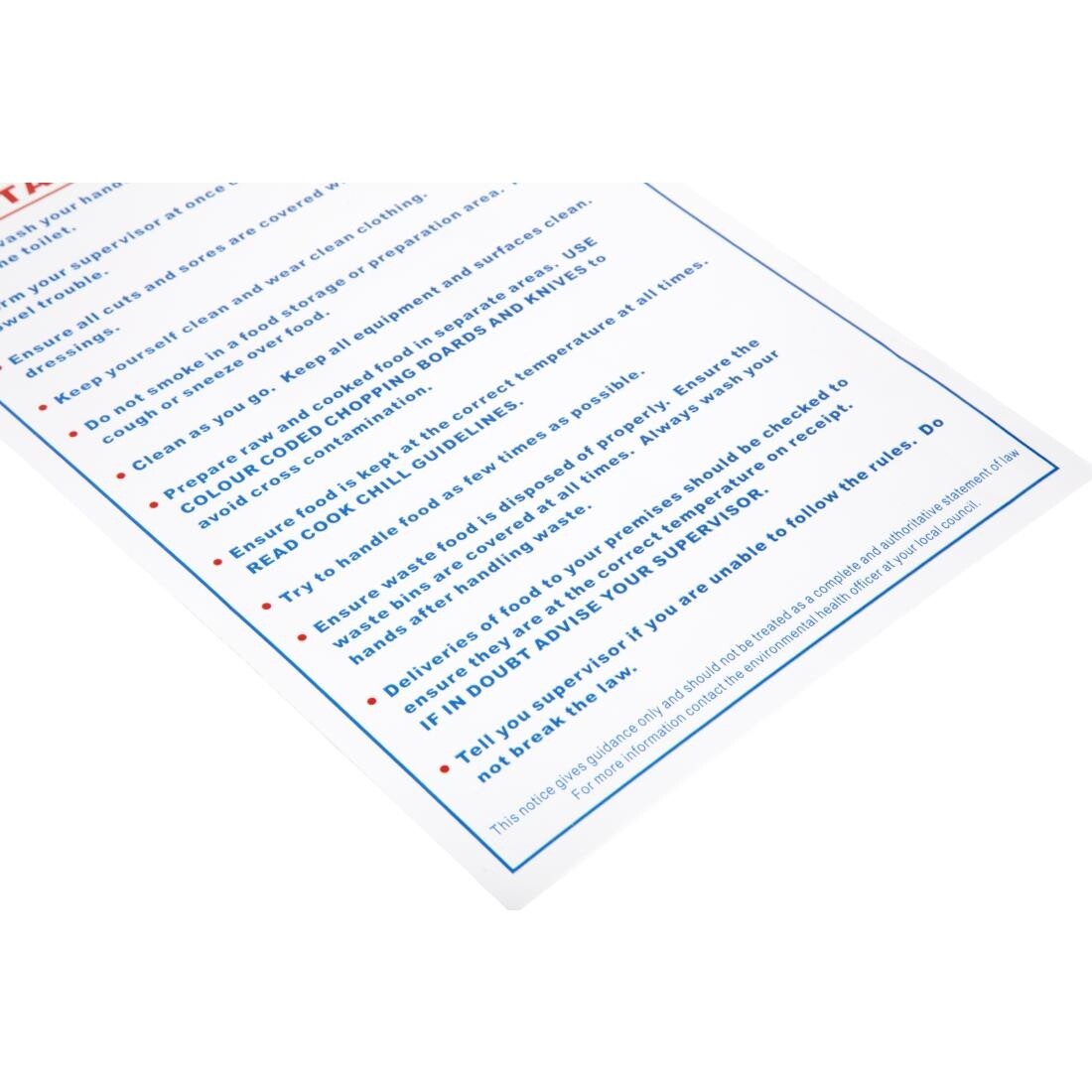 Vogue Food Safety Act 1995 Guidance Sign