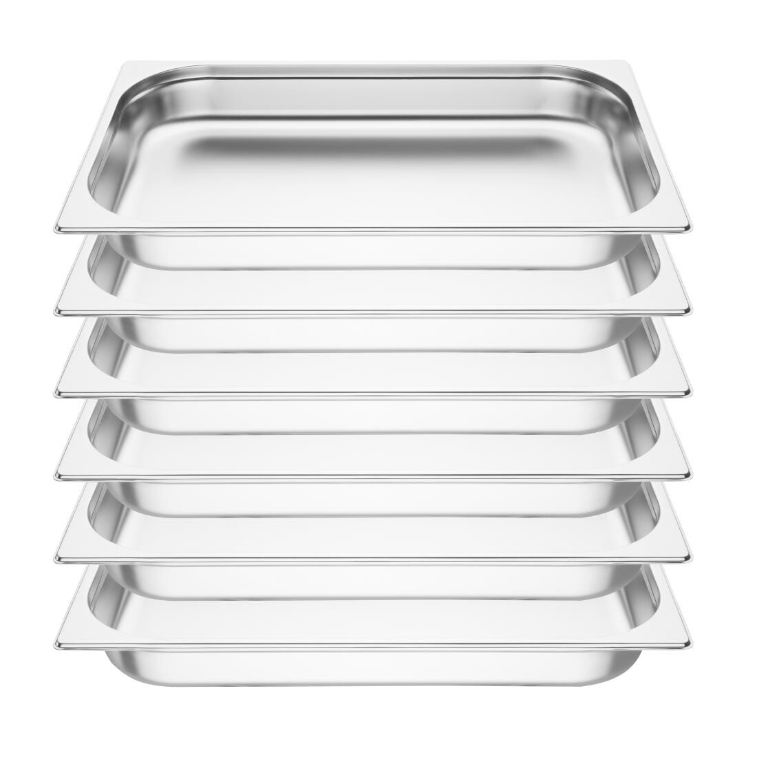 Vogue Stainless Steel 1/1 Gastronorm Pans 65mm Set of 6