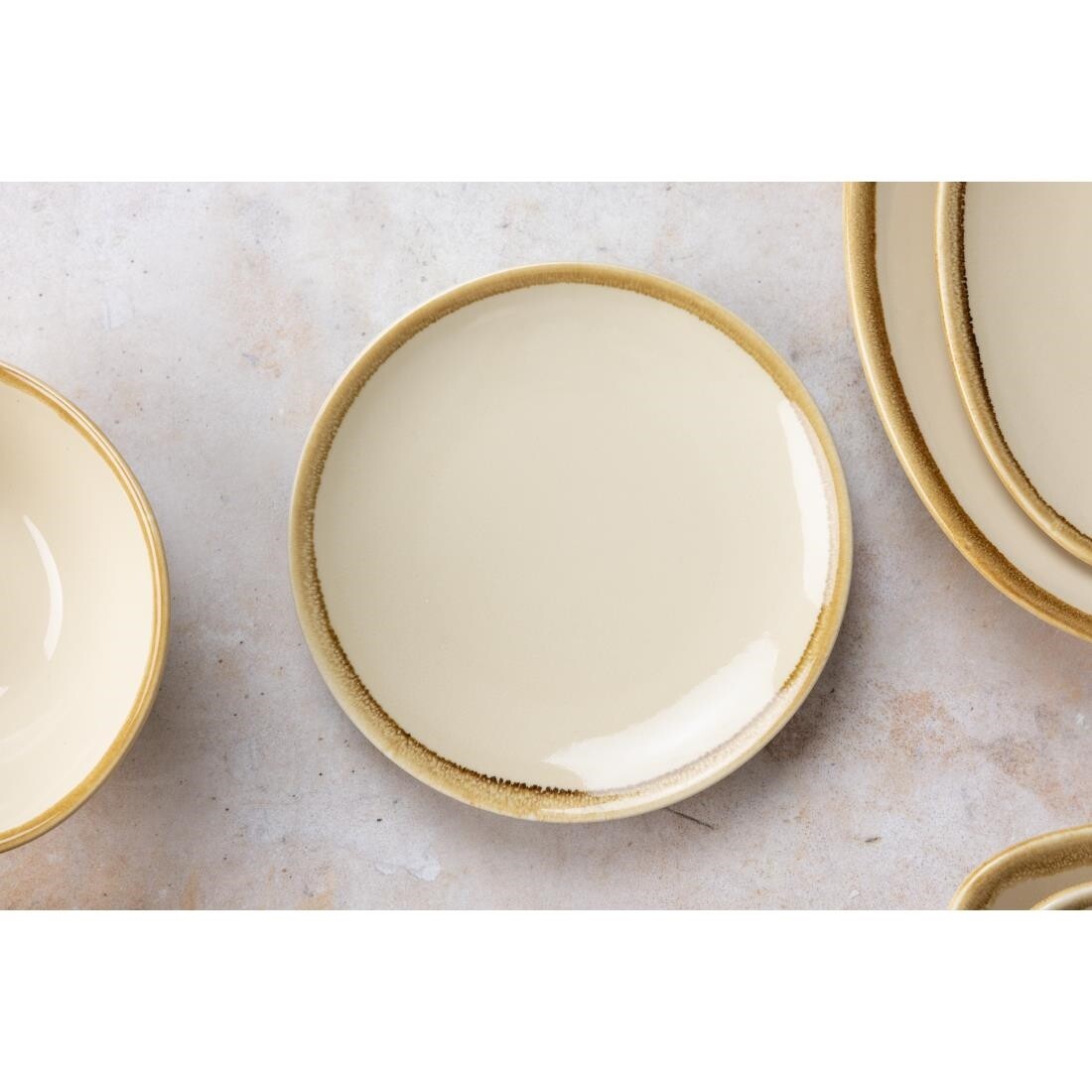 Olympia Kiln Round Coupe Plate Sandstone 230mm