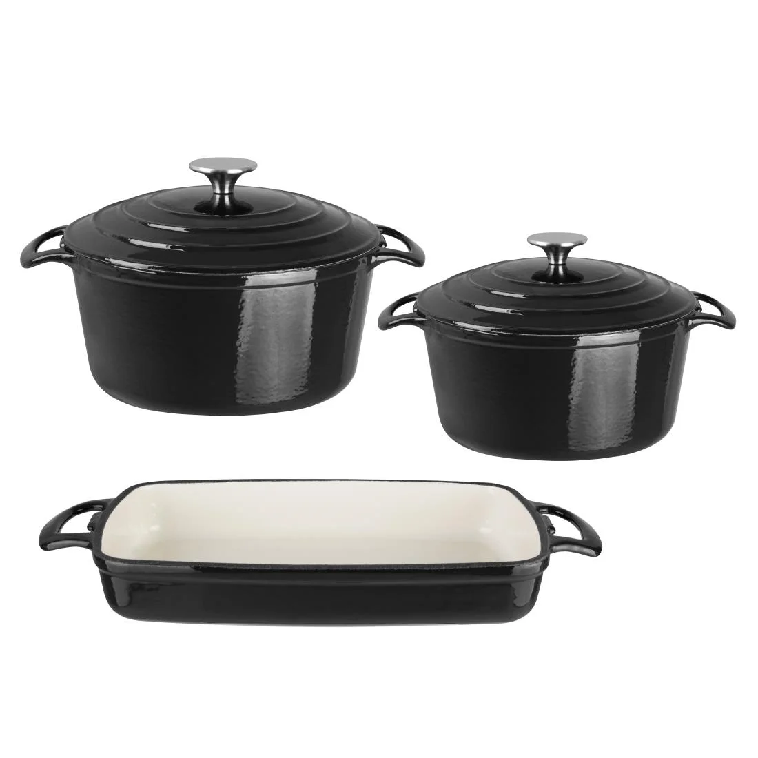 Vogue Cook Like A Pro 3-Piece Cast Iron Casserole Dish Set - Image 1
