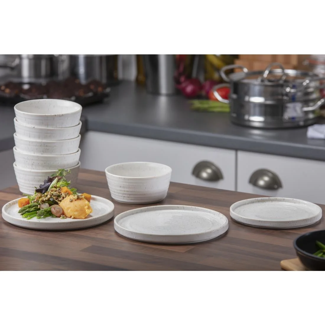 Olympia Cavolo Serve Like A Pro 18-Piece White Speckle Dinner Set - Image 6