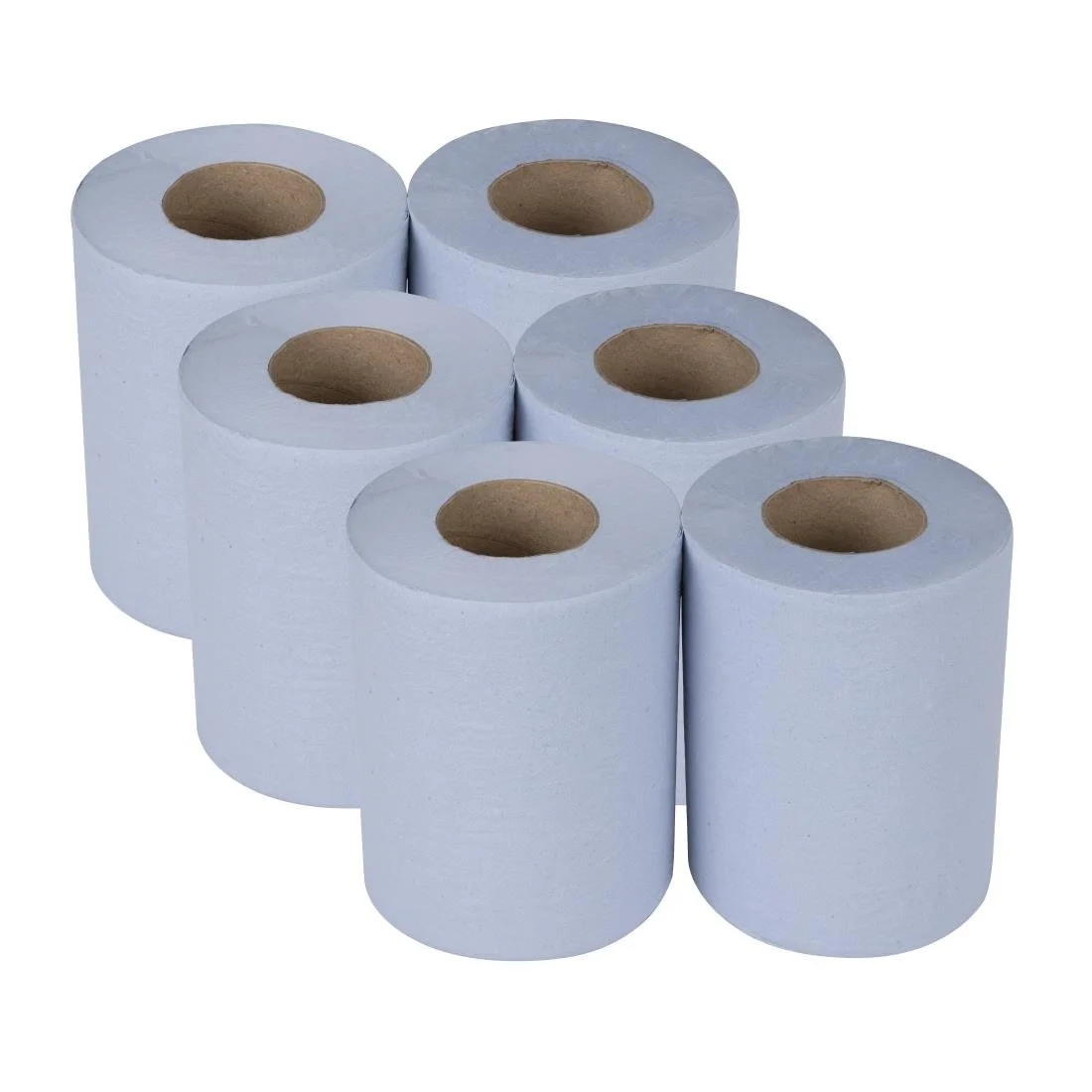 Nisbets Essentials Centrefeed Blue Rolls 2-Ply 320 Sheets (6 Pack) - Image 1