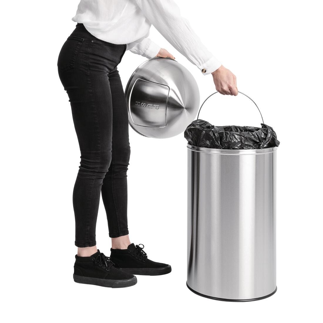 Bolero Bullet Bin Silver 40Ltr