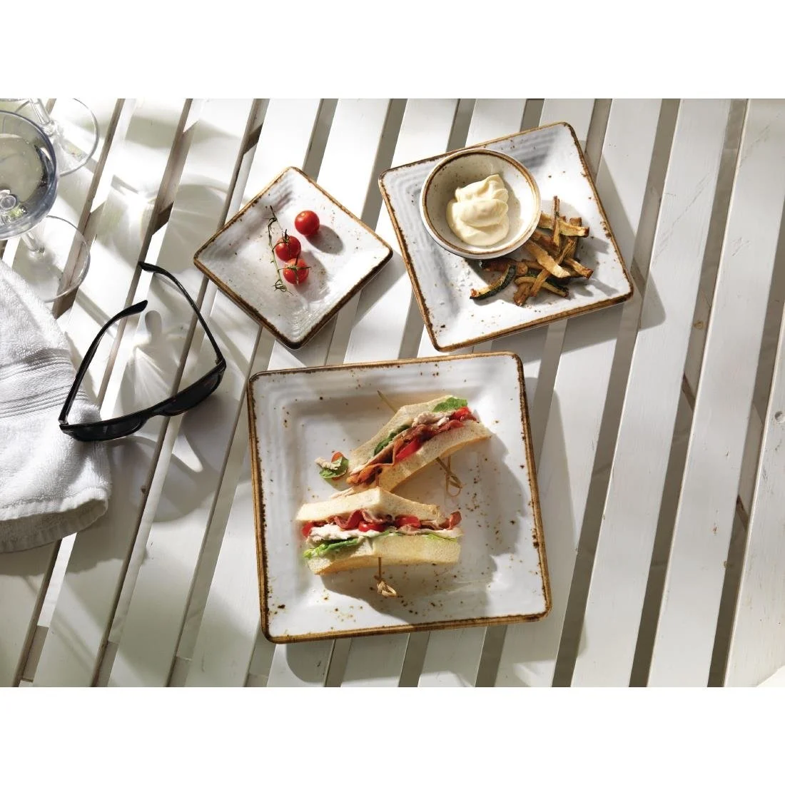 Steelite Craft Melamine Square Plates White 127mm (6 Pack) - Image 2