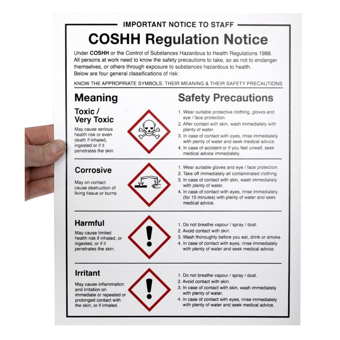 COSHH Regulations Sign