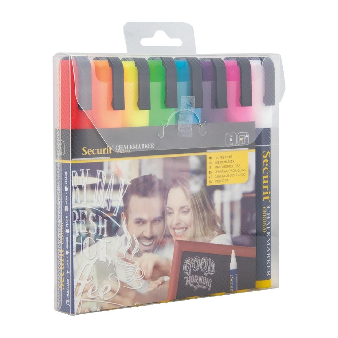 Set of 8 Securit Chalkmaster 6mm Liquid Chalk Pens Assorted Colours