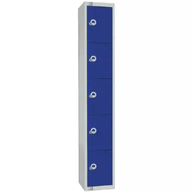 Elite Five Door Coin Return Locker Blue