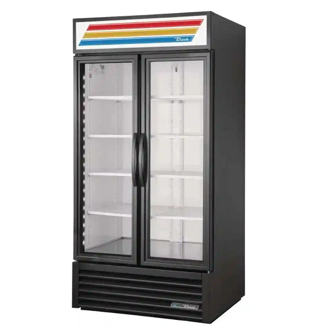 True 2 Glass Door 991L Upright Display Fridge Black GDM-35-HC-LD-B