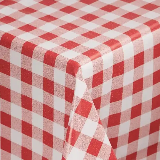 PVC Chequered Tablecloth Red 54 x 70in