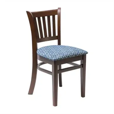 Manhattan Dark Walnut Dining Chair with Blue Diamond Padded Seat